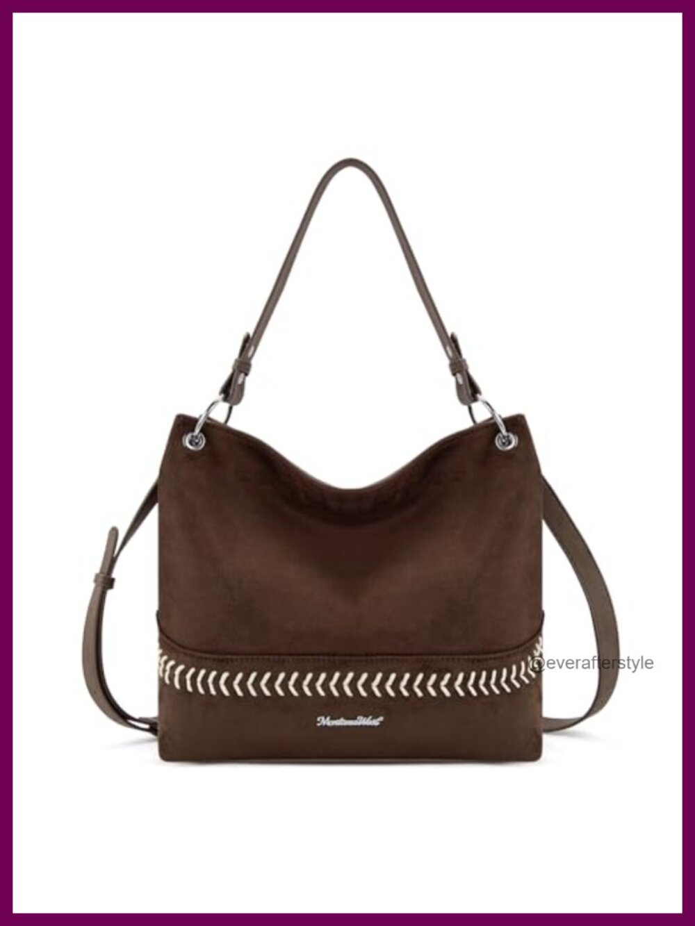 Faux Suede Hobo Bag Slouchy Shoulder Tote Purse with Zip Top and Crossbody Strap